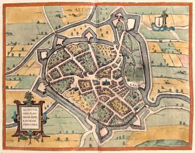 Aalst, Belgium (engraving 作者 弗朗兹·霍根伯格