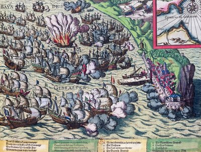 战斗在直布罗陀海岸，印刷于1607年5月25日 作者 弗朗兹·霍根伯格