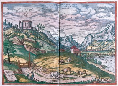 Innsbruck, Austria (engraving 作者 弗朗兹·霍根伯格