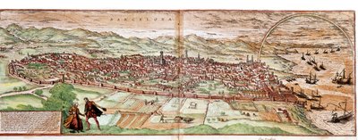 巴塞罗那-西班牙地图（雕刻 作者 弗朗兹·霍根伯格