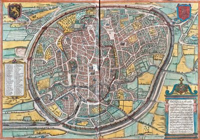 比利时布鲁塞尔 (Bruxella) 地图（蚀刻 作者 弗朗兹·霍根伯格