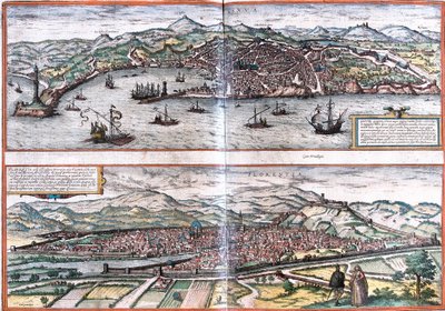Views of Genes (Genua) and Florence (Florentia), Italy (etching 作者 弗朗兹·霍根伯格