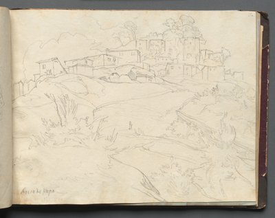罗马及周边地区的风景专辑，风景研究，第35a页：Rocca di Papa。 作者 弗朗茨·约翰·海因里希·纳多普