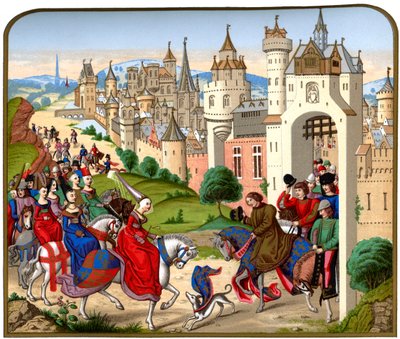 巴伐利亚女王伊莎波（Isabeau）进入巴黎，约c1500年，1870年。 作者 弗朗兹·凯勒霍芬