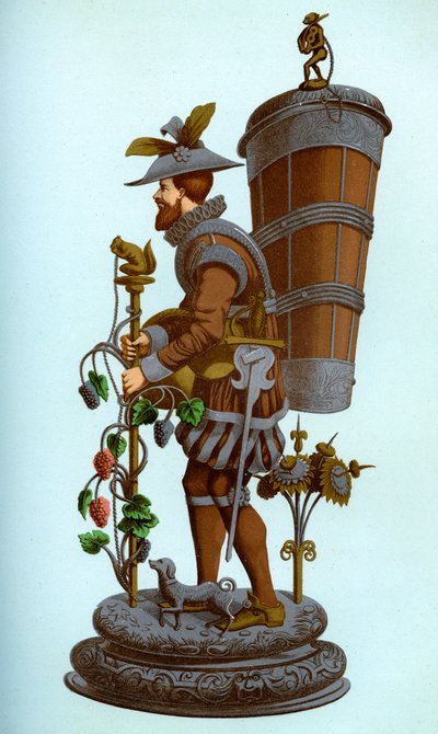 搪瓷和镀金铜的德国餐桌装饰品，16世纪末，1870年。 作者 弗朗兹·凯勒霍芬