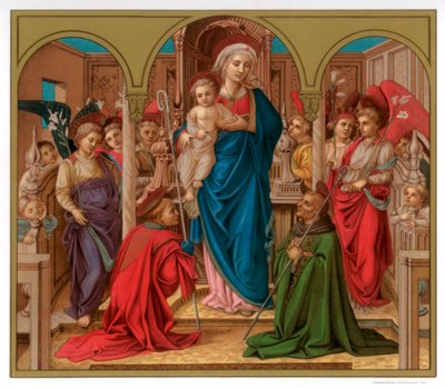 圣母与圣弗雷迪安努斯和圣奥古斯丁的孩子，1437-1438年1870年 作者 弗朗兹·凯勒霍芬