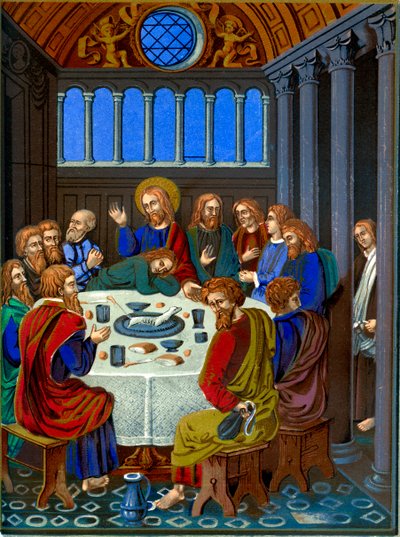 搪瓷铜上的《最后的晚餐》，1849年。 作者 弗朗兹·凯勒霍芬