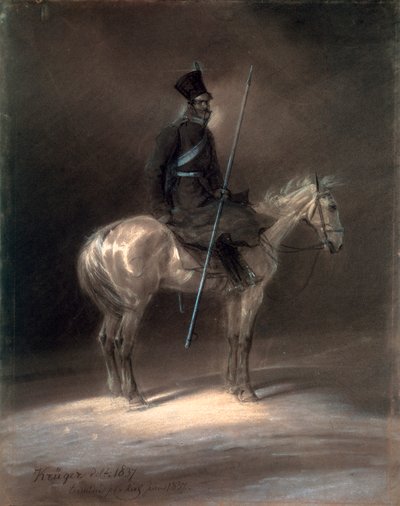骑马哥萨克人，1837年。 作者 弗朗兹·克鲁格（Franz Kruger）