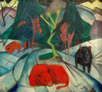 冬季野牛（野牛） 作者 弗朗兹·马克（Franz Marc）
