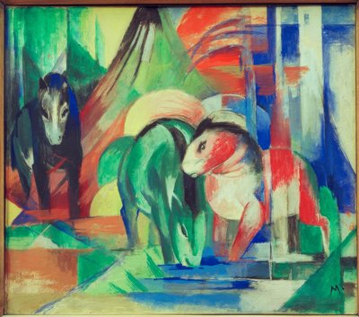 三匹马在药水 作者 弗朗兹·马克（Franz Marc）
