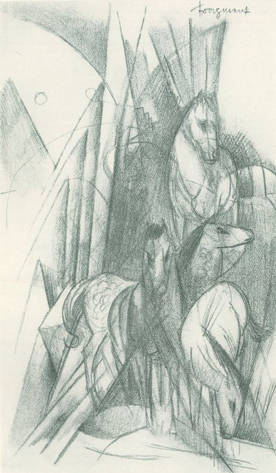 马与抽象图形的组合 作者 弗朗兹·马克（Franz Marc）