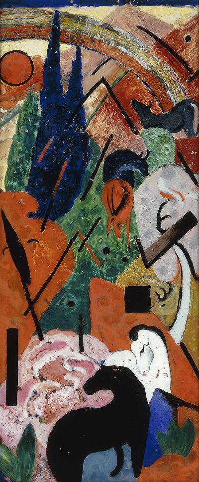 与动物和彩虹景观；动物与彩虹风景，1911年 作者 弗朗兹·马克（Franz Marc）