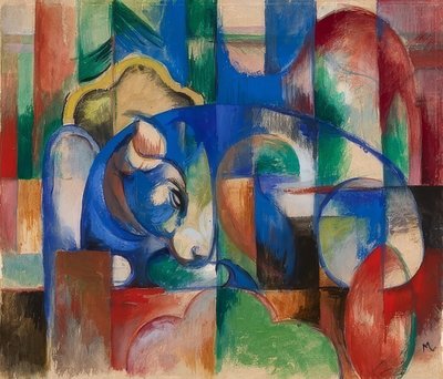 说谎的公牛。 1913年 作者 Franz Marc