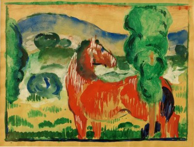 红马在彩色的风景 作者 弗朗兹·马克（Franz Marc）
