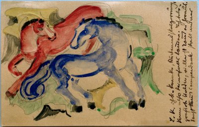 红色和蓝色的马 作者 弗朗兹·马克（Franz Marc）