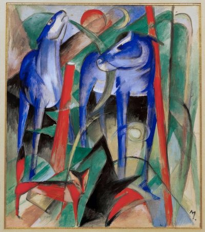 创造马匹（三种神话般的动物） 作者 弗朗兹·马克（Franz Marc）