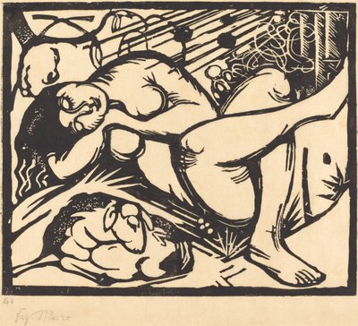 沉睡的牧羊女，1912年。 作者 弗朗兹·马克（Franz Marc）