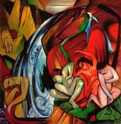 瀑布 作者 弗朗兹·马克（Franz Marc）