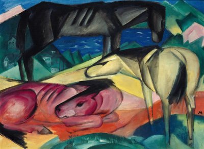 三匹马二世，1913年。 作者 弗朗兹·马克（Franz Marc）