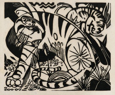 老虎，1912年（日本纸上的木刻） 作者 Franz Marc