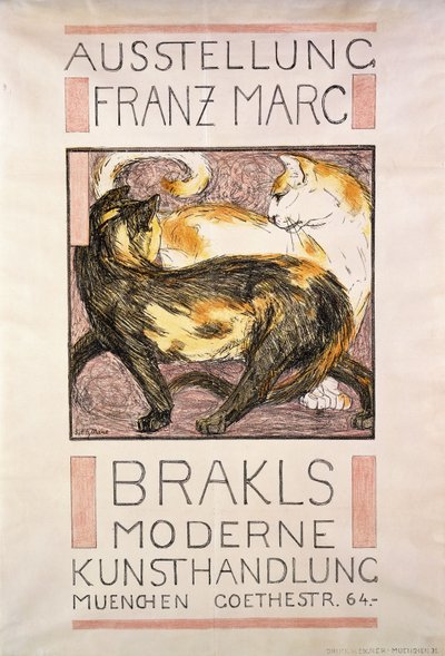 两只猫，1909-10 作者 弗朗兹·马克（Franz Marc）
