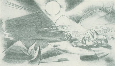 阳光、群山、马群的原始景观 作者 弗朗兹·马克（Franz Marc）