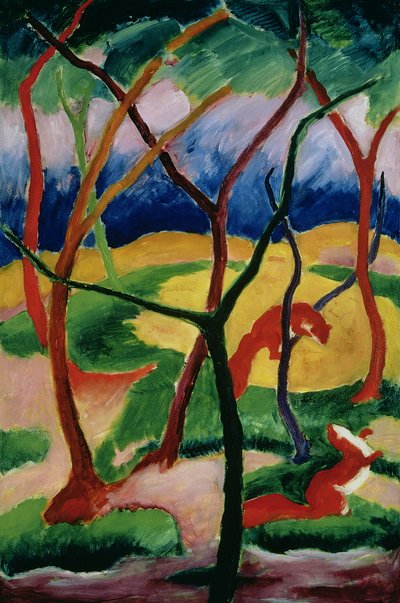 鼬鼠玩，1911年 作者 弗朗兹·马克（Franz Marc）