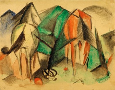 两匹马 作者 弗朗兹·马克（Franz Marc）