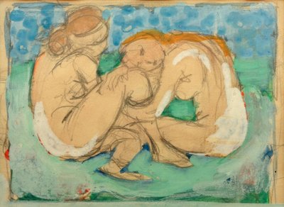 在蓝色的两个女性裸体 作者 Franz Marc