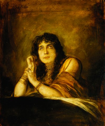 莎拉·伯恩哈特（Sarah Bernhardt）的肖像，饰演麦克白夫人（Lady Macbeth），1892年 作者 弗朗兹·塞拉夫·冯·伦巴赫