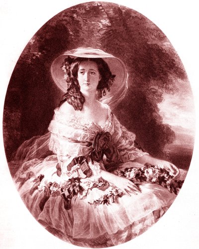 拿破仑三世的妻子尤金妮亚（1826-1920 年）。奥古斯特-阿德里安-儒瓦宁（1806-1887 年）的雕刻，弗朗茨-夏维尔-温特哈尔特（1805-1873 年）绘制 - 1930 年 作者 