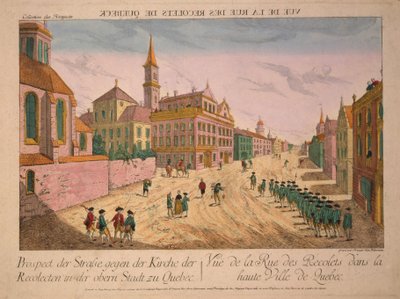 Fue de la Rue des Recolets de Quebec，17世纪70年代出版（手工彩色雕刻） 作者 弗朗兹·泽维尔·哈伯曼