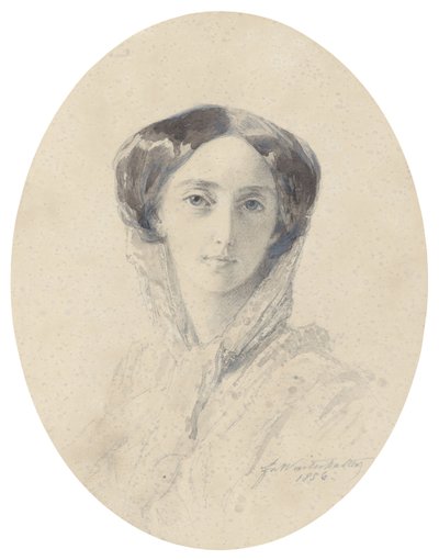 俄罗斯大公公奥尔加·尼古拉耶夫娜（Olga Nikolaevna）肖像，1822-1892年，符腾堡女王 作者 弗朗茨泽维尔温特哈尔特