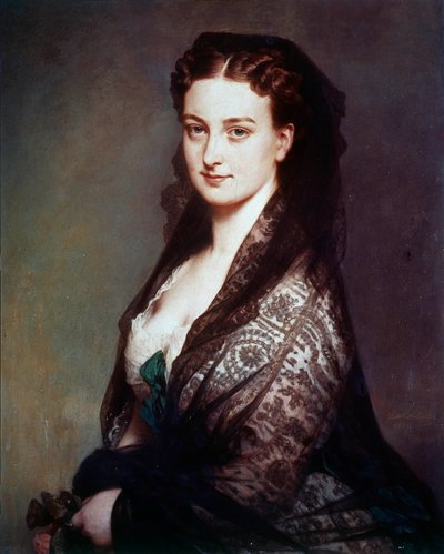 The unknown has the mantilla Painting by Franz Xavier Winterhalter (1806-1873). 1869. Dim. 0.80 X 0.65 m. Compiegne, castle museum 作者 弗朗茨泽维尔温特哈尔特