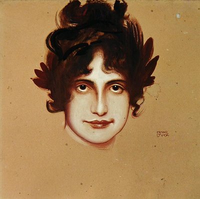 一个女人的肖像，约1896年（纸上油画）。 作者 弗朗兹·冯·斯塔克