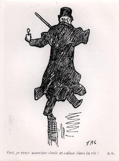 保罗-魏尔伦在他生命的最后阶段，摘自《La Plume》，约1890年（纸上笔墨）（黑白照片）。 作者 弗雷德里克·奥古斯特·卡萨尔斯