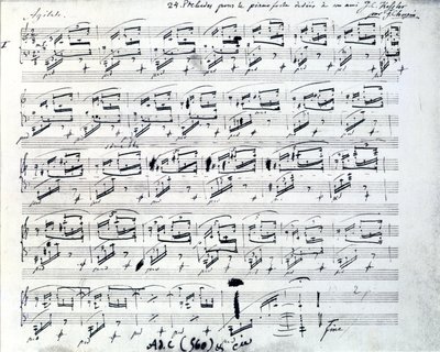 Sheet music for Prelude 1 for piano by Frederic Chopin (1810 - 1849), Polish composer. 作者 弗雷德里克·肖邦