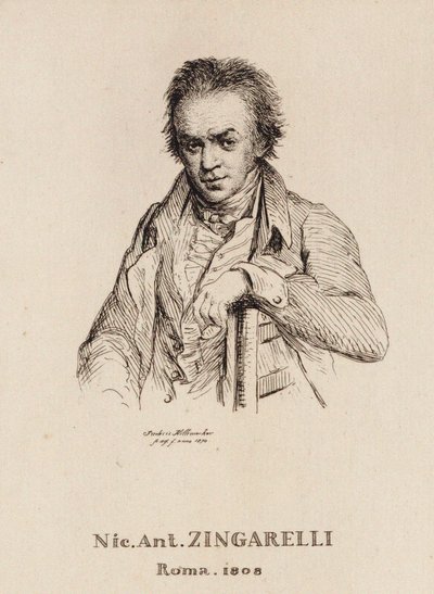 作曲家Nicola Antonio Zingarelli 1752-1837的肖像。 作者 弗雷德里克·德西·希勒马赫