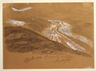 素描，月光下的阿莱奇冰川，瑞士伯尔尼阿尔卑斯山，1868 年 8 月 28 日 作者 弗雷德里克·埃德温·丘奇