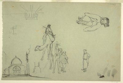 素描、建筑和人物，1868 年 作者 弗雷德里克·埃德温·丘奇