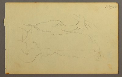 素描，树基，巨石，1844 年 作者 弗雷德里克·埃德温·丘奇