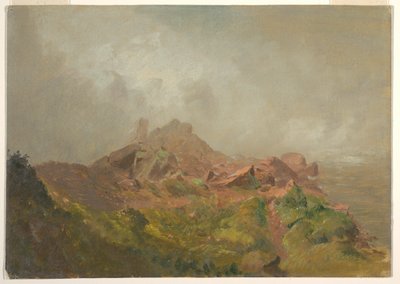 绘图，尼亚加拉美国瀑布底座，1856-1858 年 作者 弗雷德里克·埃德温·丘奇