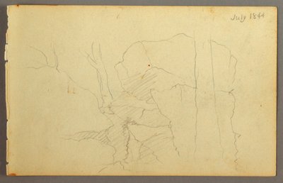 素描，树丛中的巨石，1844 年 作者 弗雷德里克·埃德温·丘奇