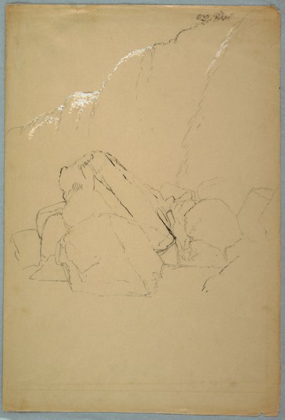 素描，巨石，加拿大银行，1858 年 作者 弗雷德里克·埃德温·丘奇