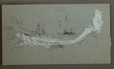 素描，瀑布，可能是巴伐利亚科尼斯湖，1868 年 作者 弗雷德里克·埃德温·丘奇