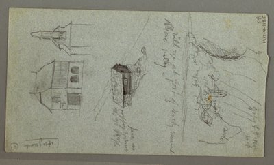 素描，瀑布，可能是巴伐利亚科尼斯湖，1868 年 作者 弗雷德里克·埃德温·丘奇