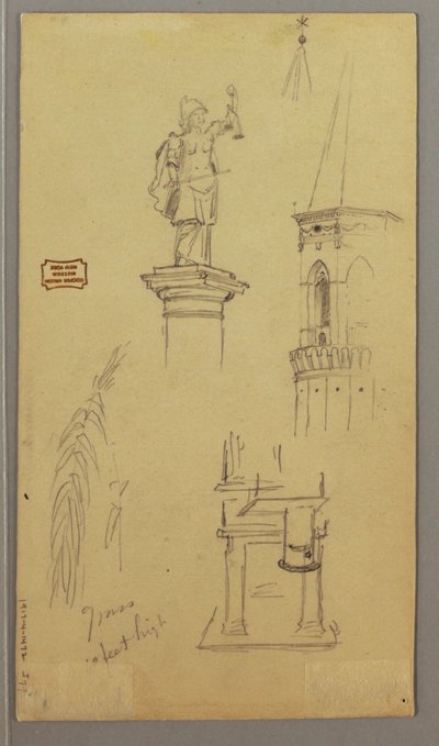 绘画，教堂，建筑，有盖桥，可能创作于 1868-69 年 作者 弗雷德里克·埃德温·丘奇