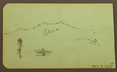 素描，教堂；背面：山景，"塔卢卡"，1883 年 作者 弗雷德里克·埃德温·丘奇