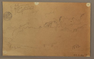 素描，多云的天空，1863 年 作者 弗雷德里克·埃德温·丘奇