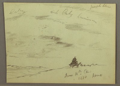 素描，阴天，山坡，1870 年 作者 弗雷德里克·埃德温·丘奇